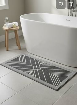 Black & White Geometric Triangle Runner Mat – 19" x 48"