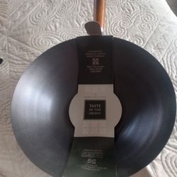 Taste Of The Orient 12" Carbon Steel Wok with Acacia Wood Handle, Non Stick Wok