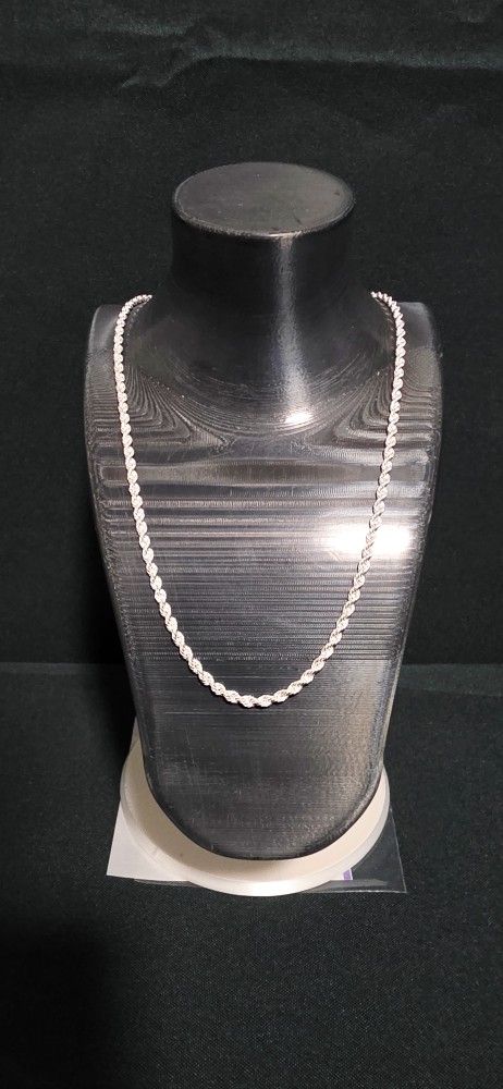 🚨 BIDDING WAR? Name Your Price! Solid 925 Silver Diamond-Cut Rope Chain - 20" 🚨