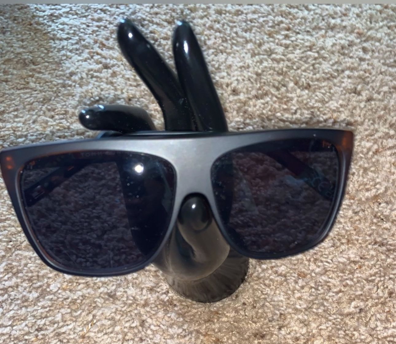 EUC Tommy Hilfiger Mickey Square Sunglasses Matte Black Frame- Gray Lens (UNISEX)