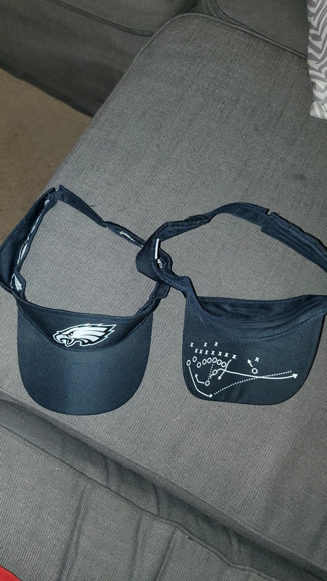 2 Eagles Visors With Philly Special under the brim