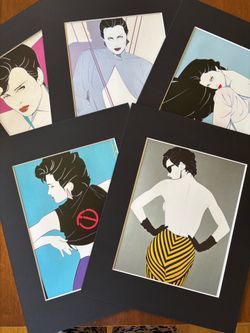 5 Patrick Nagel Prints 11x14 Mounted & Matted