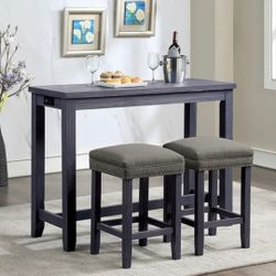 Brand New Antique Blue & Grey 3pc Counter Height Dining Table Set