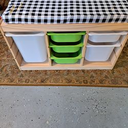 Kids bench with storage bins