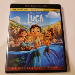 $ 8 4K / BLURAY DISNEY  COMBO MOVIE. LUCA. 4K/BLU RAY ONLY. NO DIGITAL. $8. OR TRADE FOR A MOVIE TITLE I DO NOT ALREADY OWN.