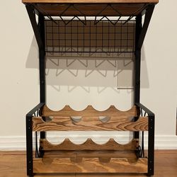 8 Bottle Wine Rack With Glass Holder