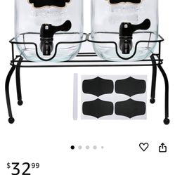 2-1 Gallon Drink Dispensers On Stand With Chalkboard Stickers