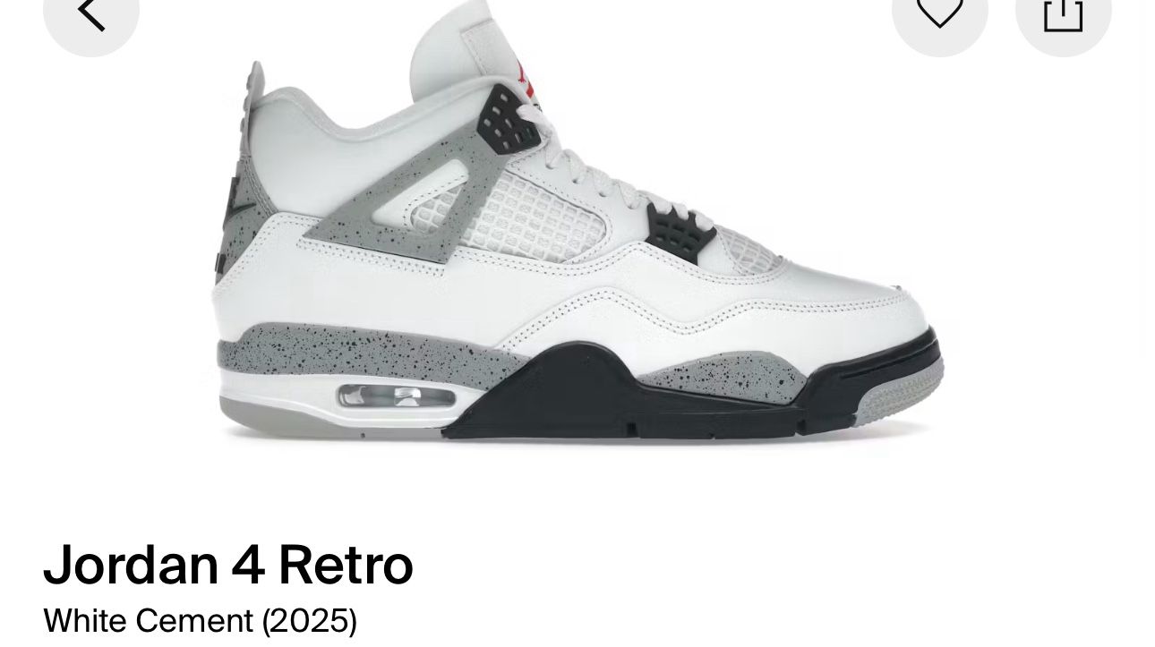 White cement Jordan 4s Ds Size 12 Brand new
