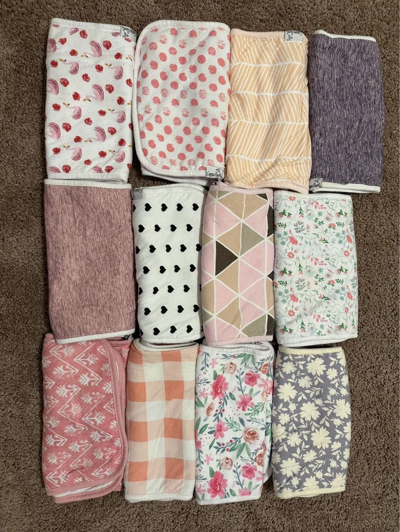 Copper Pearl Burp cloths