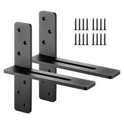 452^T Shelf Brackets 2 Pcs, 200 lbs/90 kg Weight Capacity, 12x2.89x12 in / 304.8x73.5x304.8 mm, Solid Steel Heavy Duty Brackets for Shelves, Counterto