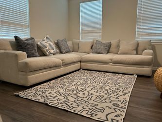 Deep Seat Beige Sectional – 5 Seater - cushions included
