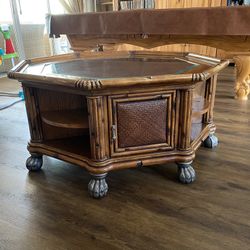 Solid Wood Coffee Table With Glass Top