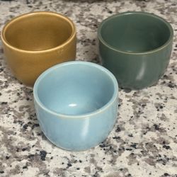 Espresso Cups , Set Of Three , Blue, Green And Mustard Measurements Are In The Photos 