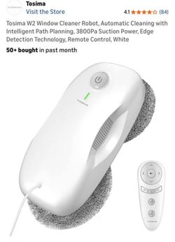 Tosima W2 Window Cleaner Robot, Automatic Cleaning with Intelligent Path Planning, 3800Pa Suction Po