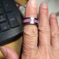 Pink Clay Inlay Ring Size 5