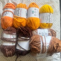Premier Parfait Chunky Yarn 11 Skeins (yellow and browns)