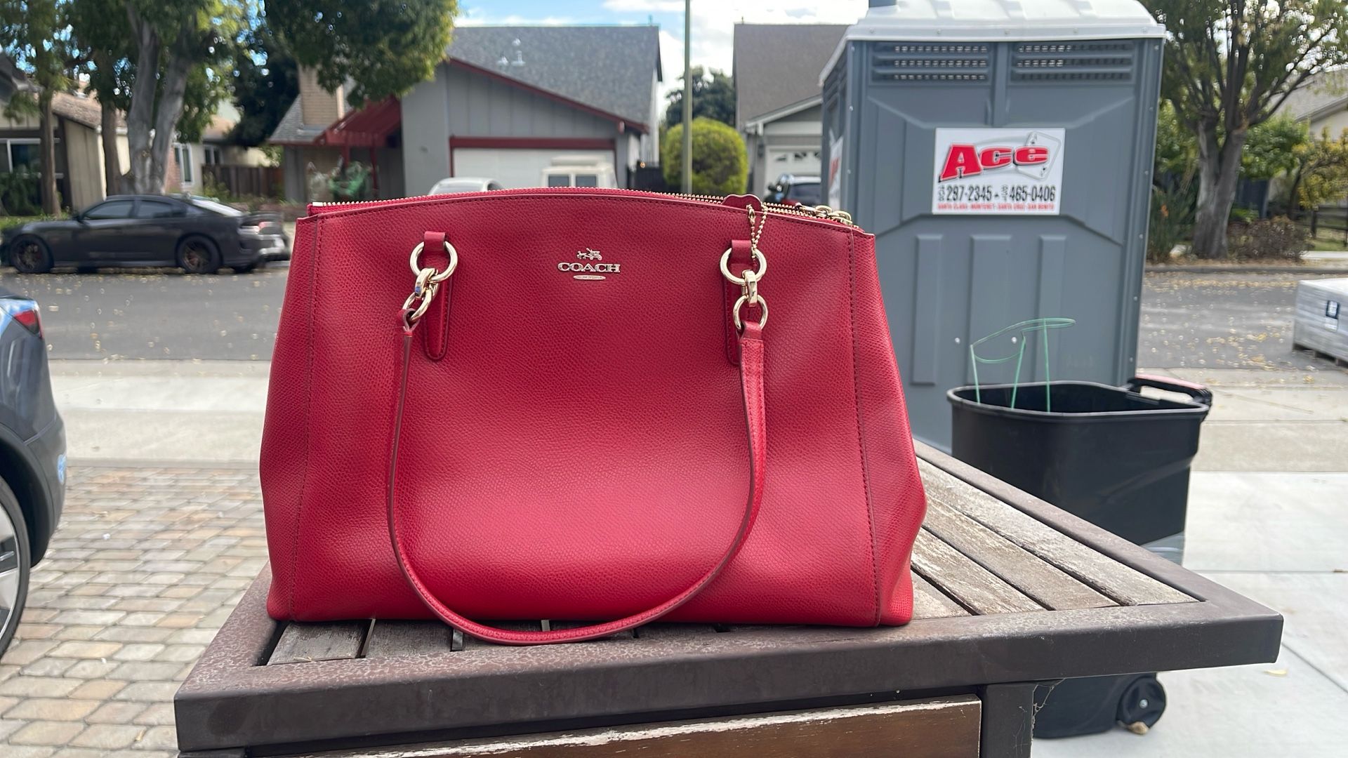 Coach Red Leather Large Christie Carryall Tote