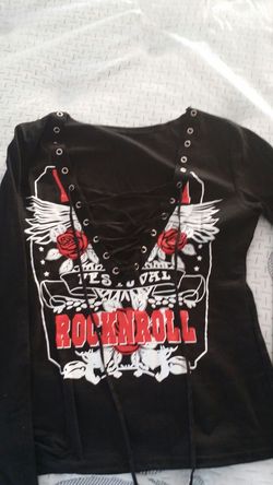Brand new Long sleeve low V tee shirt with string.