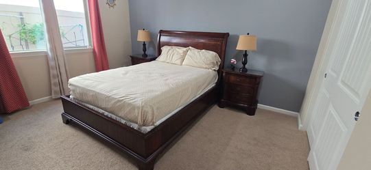 Queen bed frame with 2 night stands