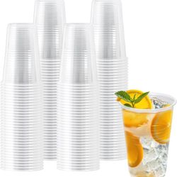 200 Pack 9 oz Plastic Cups, Clear Plastic Cups Disposable, Clear Cup Cold/Hot Drinking Cup for Party, Wedding, Graduation, Travel, Holiday, Events, Bi