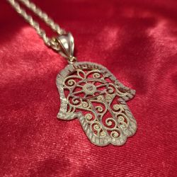 10k Gold Roop Chain & Humsa Pendant 