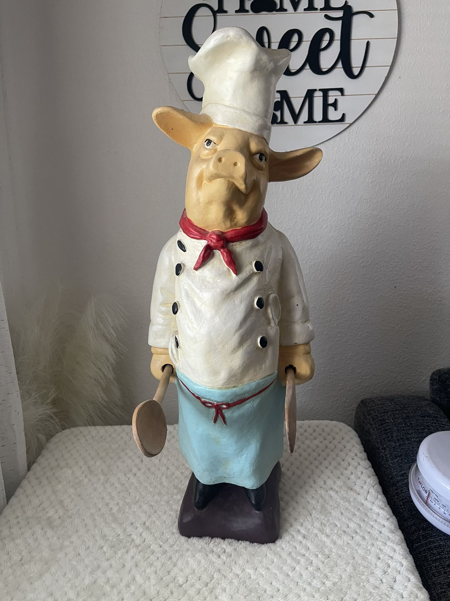 Vintage chef pig statue