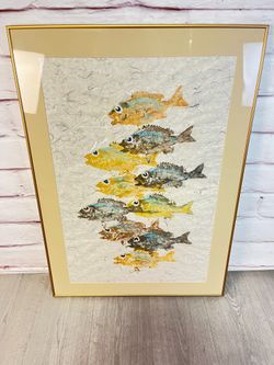 Huge Gyotaku Fish Painting Signed Tim Hanley 