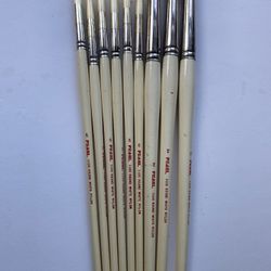 lot of 9 PEARL 1100 ROUND WHITE NYLON paintbrushes #6 & #12 old inventory