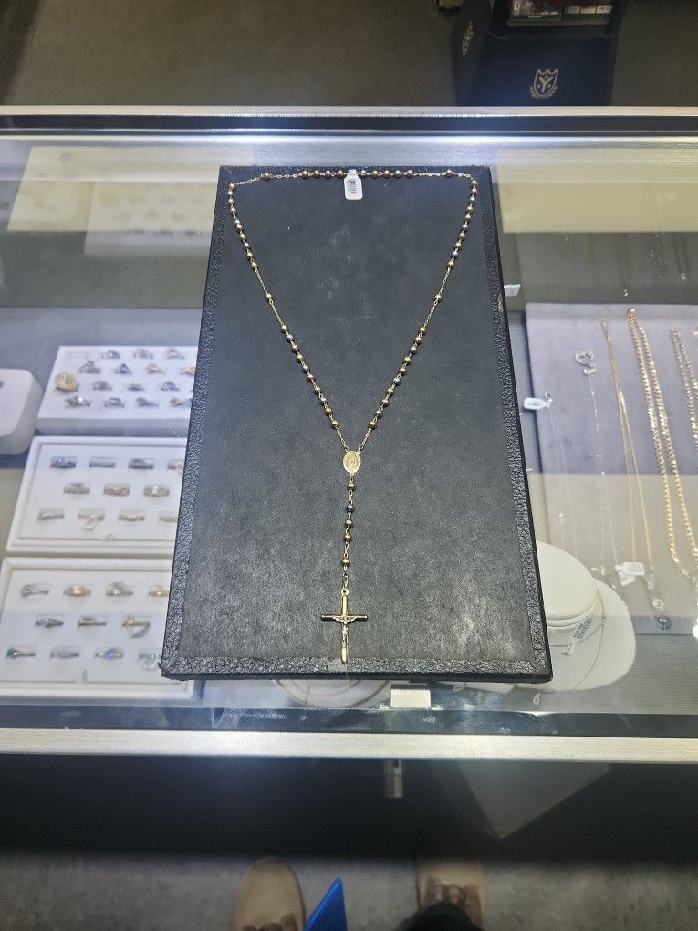 14k Gold Tri color Rosary For Sale