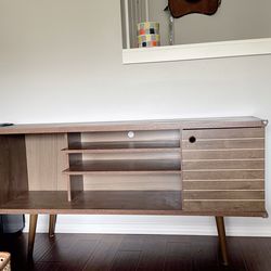 Manhattan Comfort Liberty Mid-Century Modern 5-Shelf TV Stand in Rustic Brown