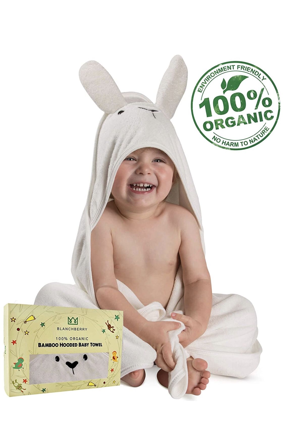 Bamboo Hooded Baby Towel Super Soft, Absorbent and Large Toddler Bath Towel