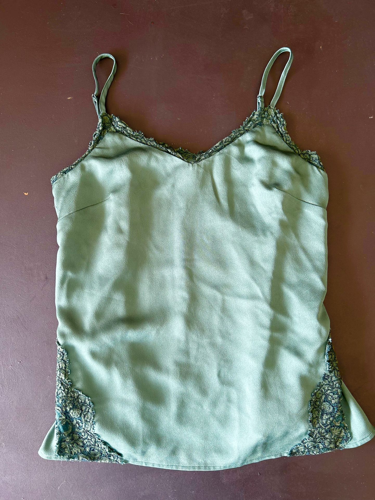 Banana Republic Forest Green Lace Tank Camisole Sleeveless Top Small