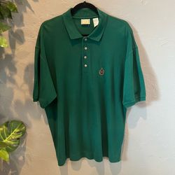 Vintage Bugle Boy Polo Shirt Men's L Green Pique Crest Embroidered Preppy Y2K Indie