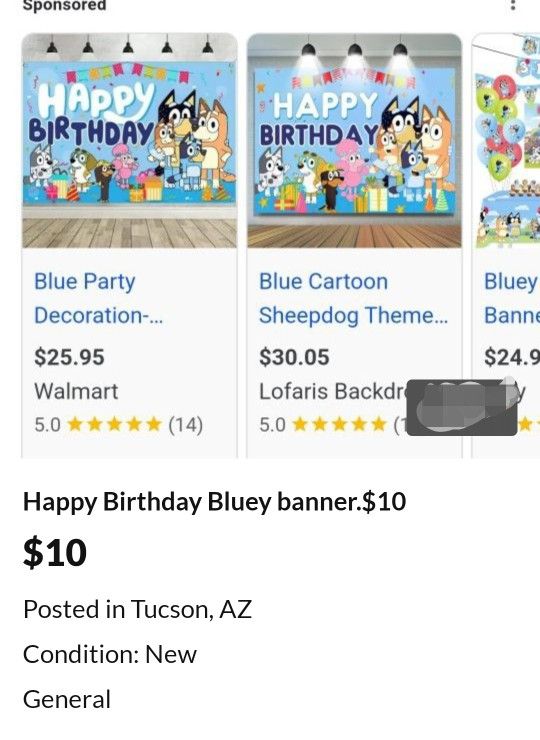Happy Birthday Bluey banner.$10new