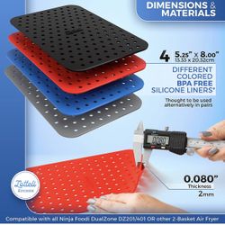 4 Pack, Reusable Silicone Air Fryer Liners 5.25 x 8”