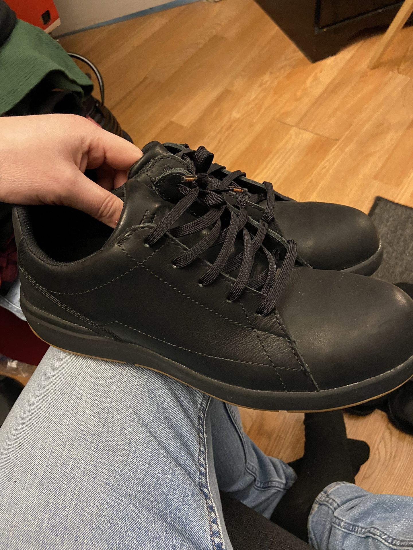 Red Wing Steal Toe Shoe Black Leather New 9.5m Men