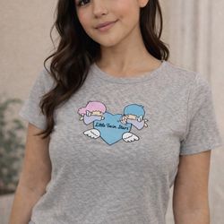 ittle Twin Stars Sanrio Forever 21 Grey Baby Tee Size 1X Women’s NEW