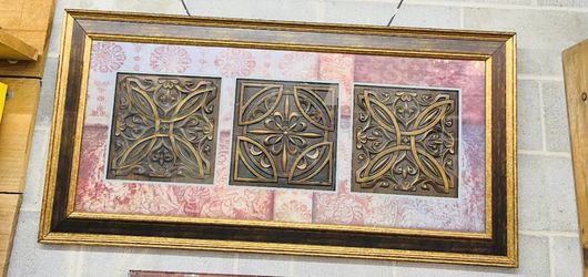 Kirkland’s Framed 3D Tile Wall Art – Rustic Large Panoramic Decor