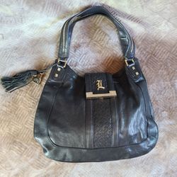 Rare L.A.M.B. Gwen Stefani Black Leather Shoulder Bag