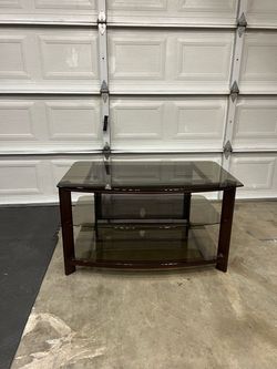 3-Tier Glass TV Stand with Wood Frame