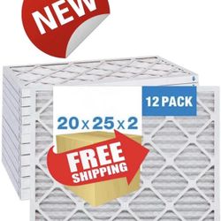 20x25x2 MERV 8,Pleated Air Filter, AC Furnace Air Filter,MPR 800,FPR,12 Pack,NEW