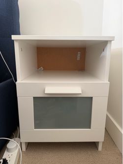 IKEA BRIMNES Nightstand / Side Table - White (Fully Assembled)