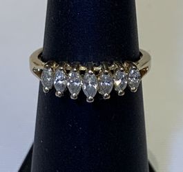 Authentic MAGIC GLO 14K Yellow Gold Natural Marquise VS Diamond Ring Band .54ctw