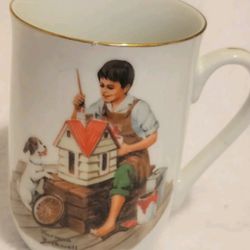 Vintage 1982 Norman Rockwell Museum Mug A Dollhouse For Sis 4" Tall