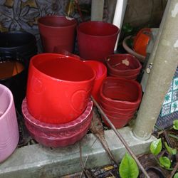 Red Ceramic House Plant Pots Planters 