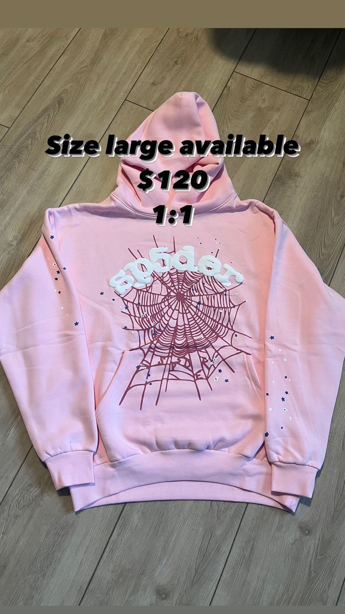 Sp5der Hoodie Pink Size Large 