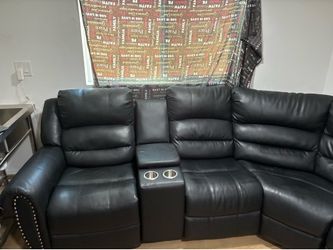 black leather reclining couch