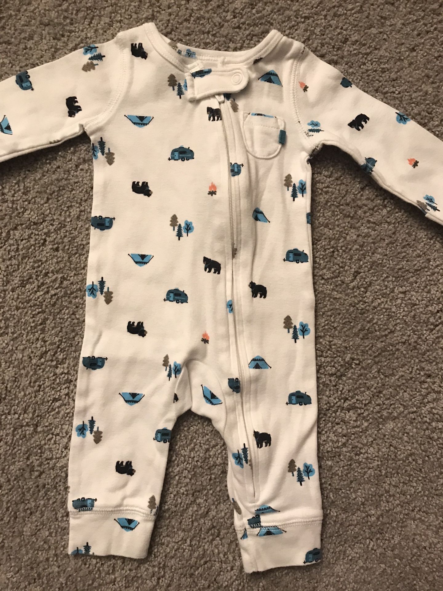 Boys Newborn Camping adventure Bear Onesie