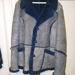Men's Leather Shearling Coat Size 46( Vintage 1980's)