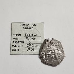 1751 Silver 8 Reales Coin